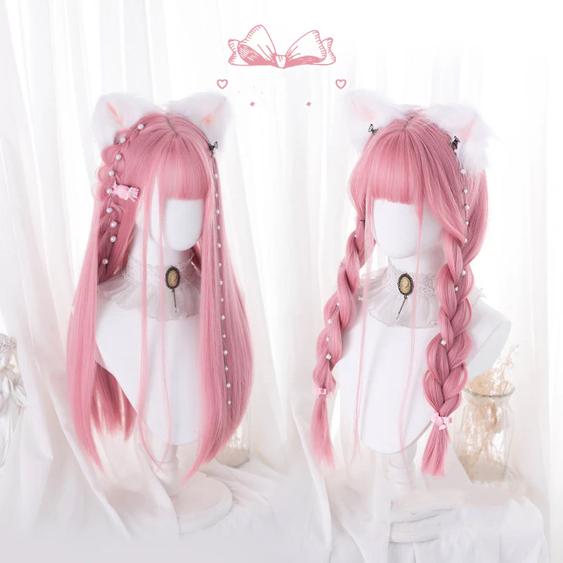Hengji - 69cm Pink Straight Lolita Wig - Image 4
