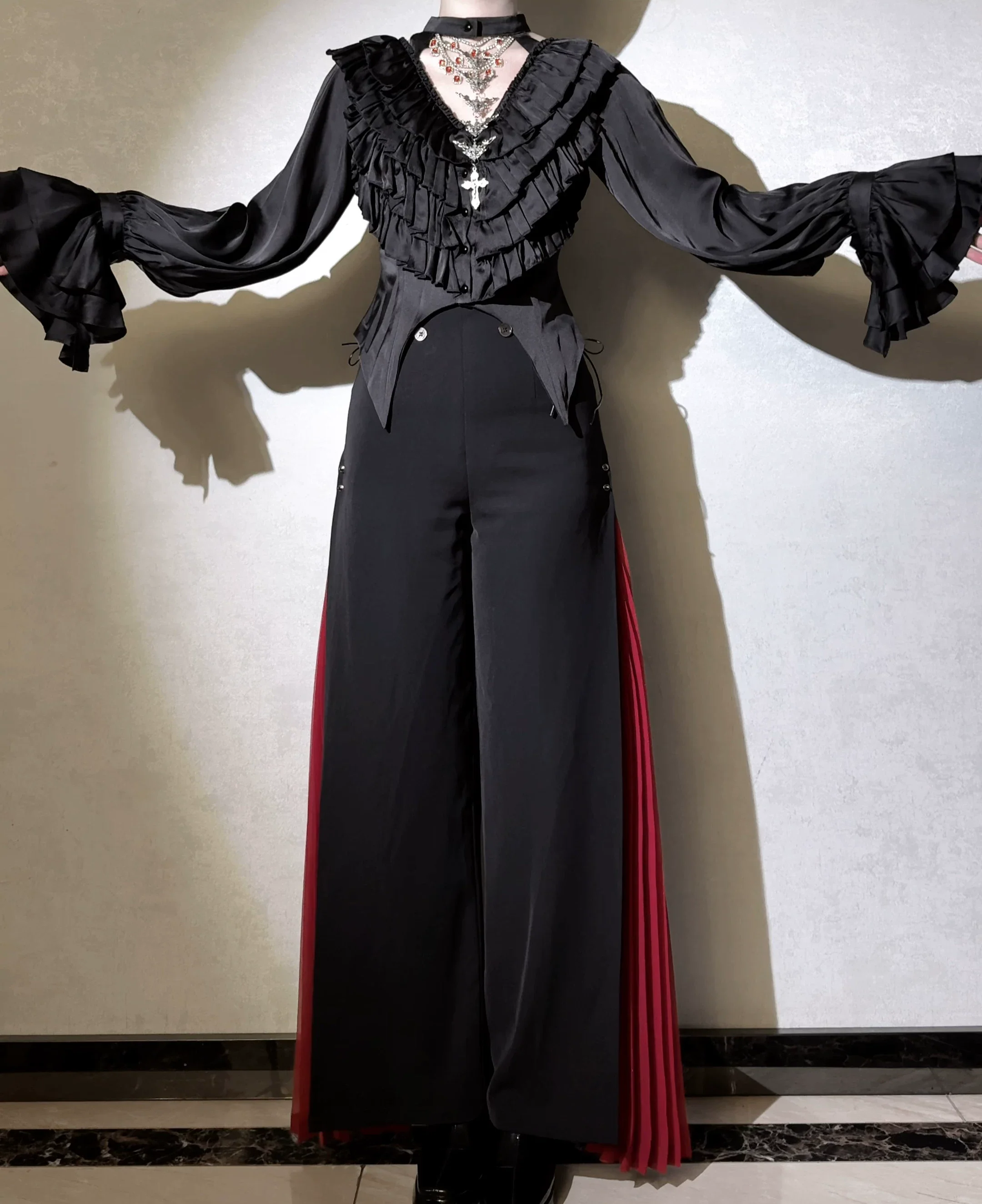 Knight Paradox - High Waist Ouji Lolita Pants, Side Pleats - Image 4