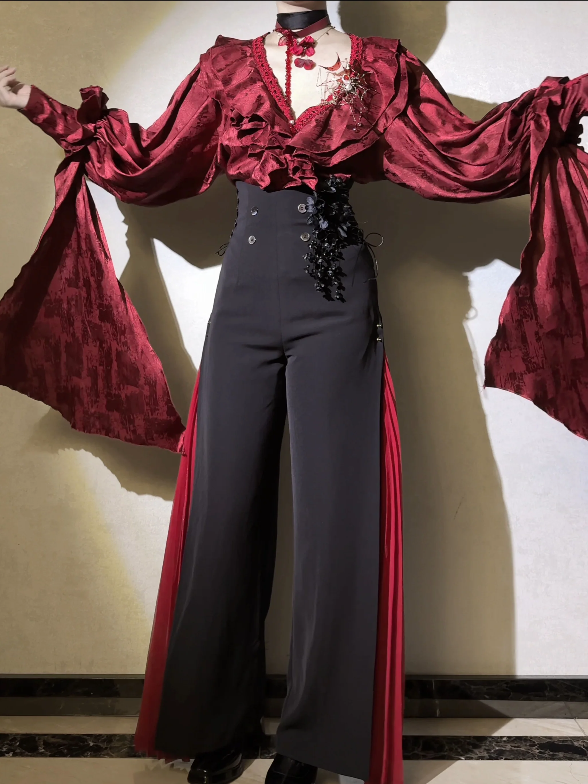 Knight Paradox - High Waist Ouji Lolita Pants, Side Pleats - Image 8