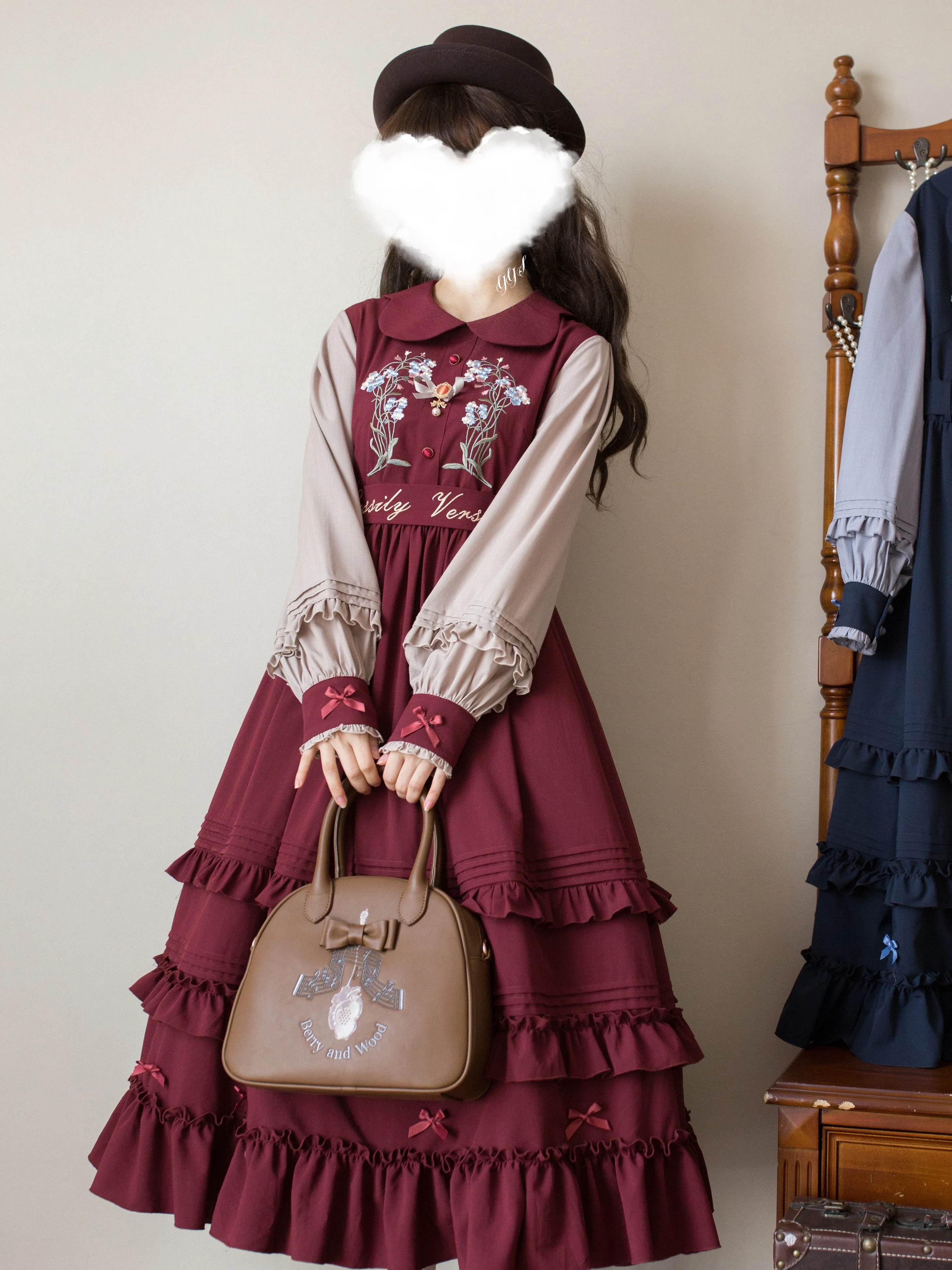 Verdant Name - High-waisted Classic Lolita Dress, Embroidered Bellflower - Image 17