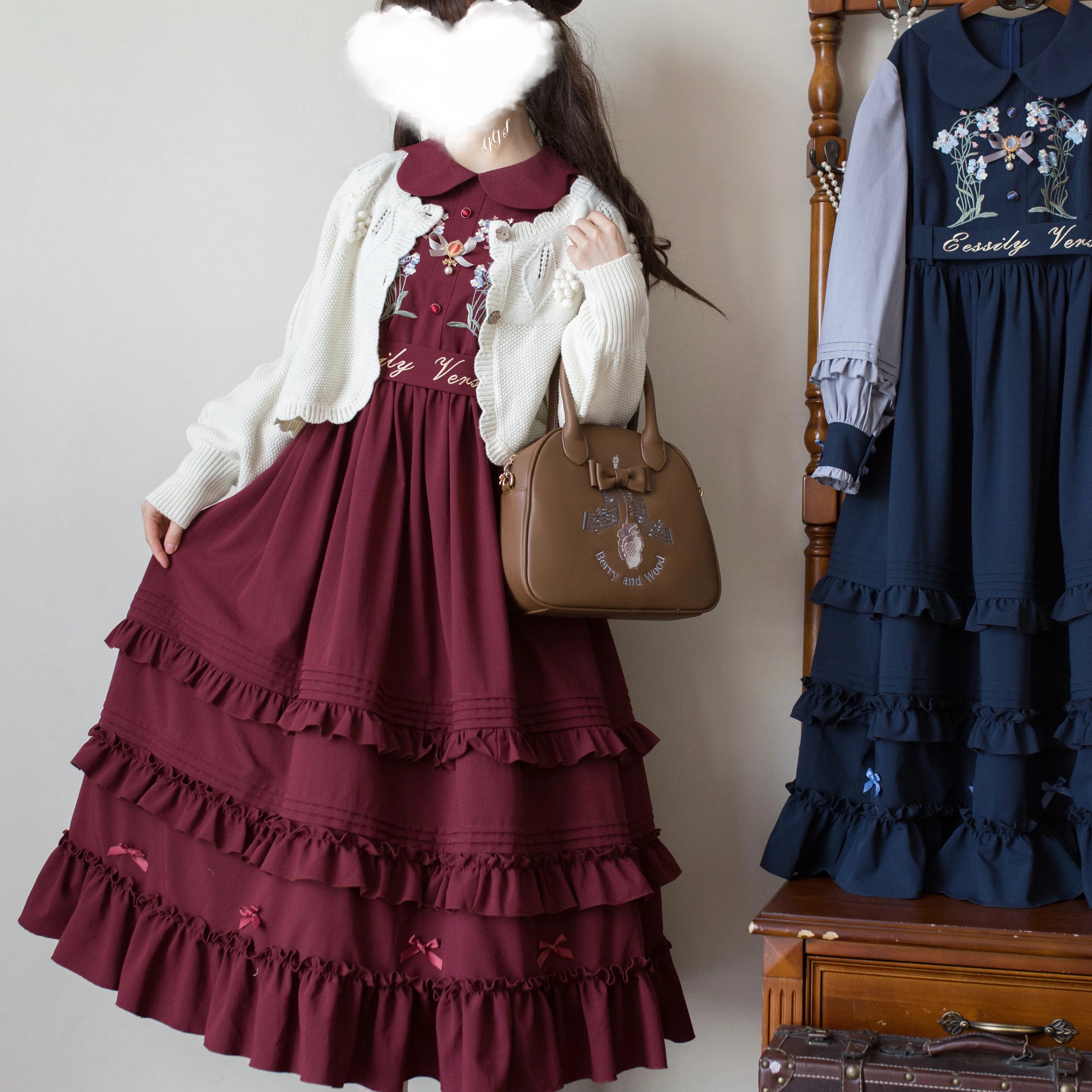 Verdant Name - High-waisted Classic Lolita Dress, Embroidered Bellflower - Image 18