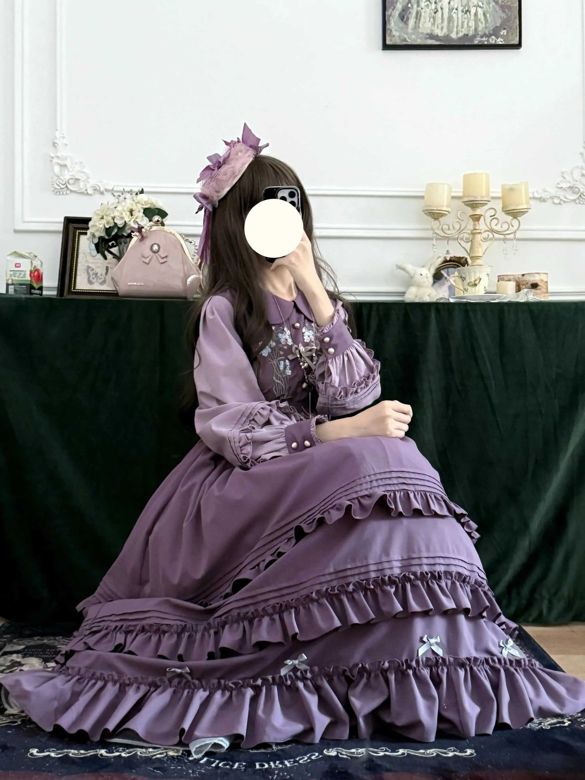Verdant Name - High-waisted Classic Lolita Dress, Embroidered Bellflower - Image 25