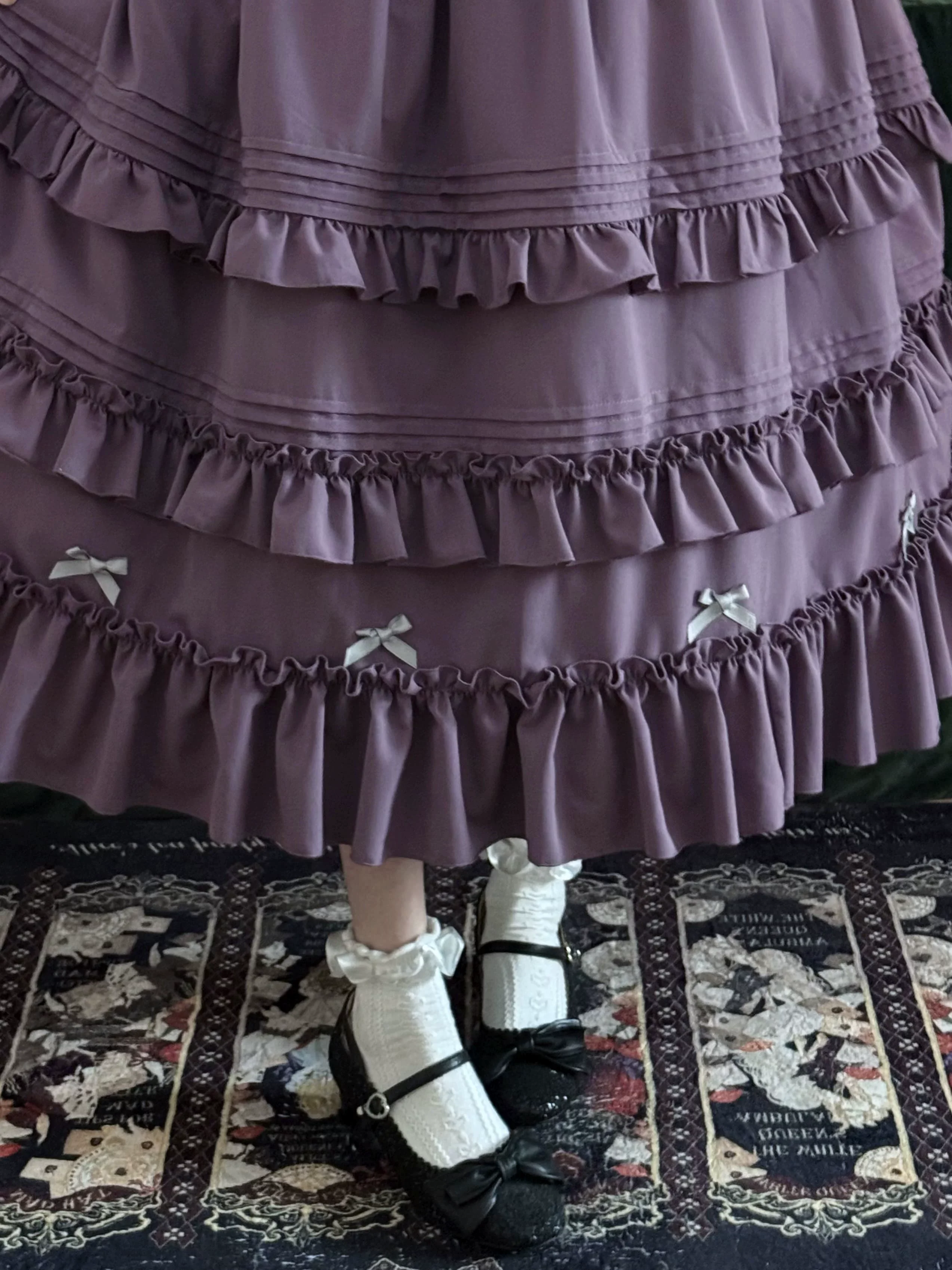 Verdant Name - High-waisted Classic Lolita Dress, Embroidered Bellflower - Image 9