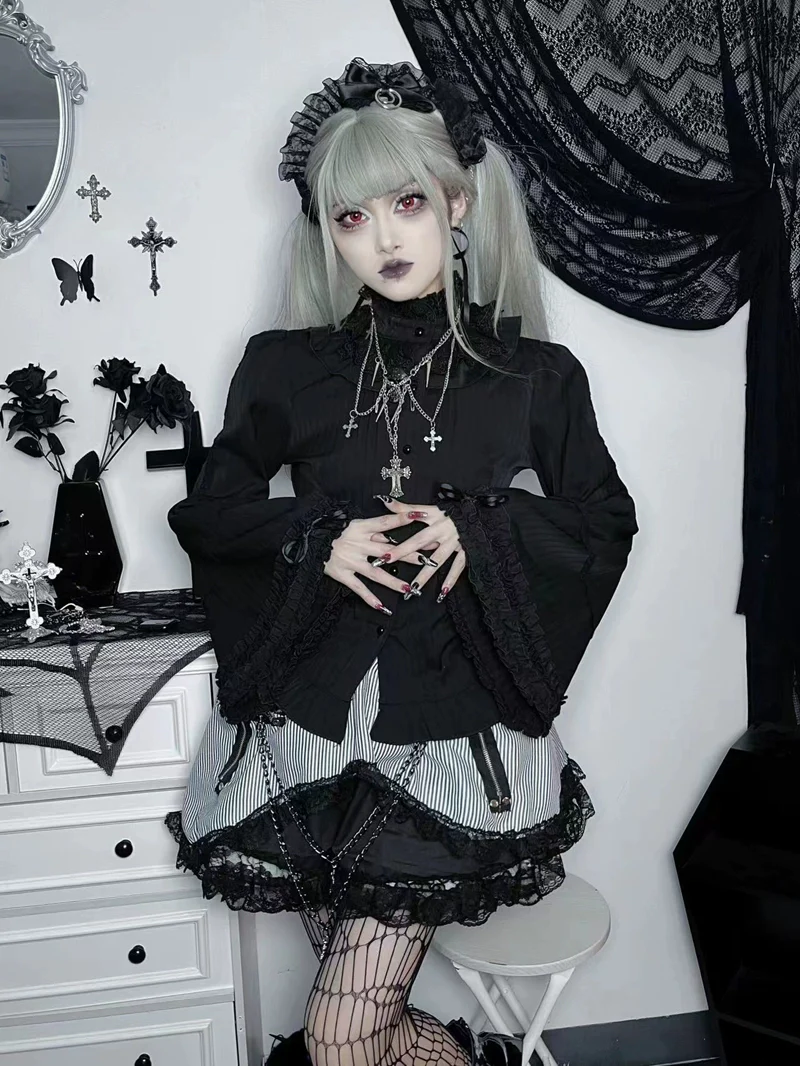 Princess tailor lolita - Hime-Sleeve Gothic Lolita Blouse, Adjustable Cuffs - Image 10