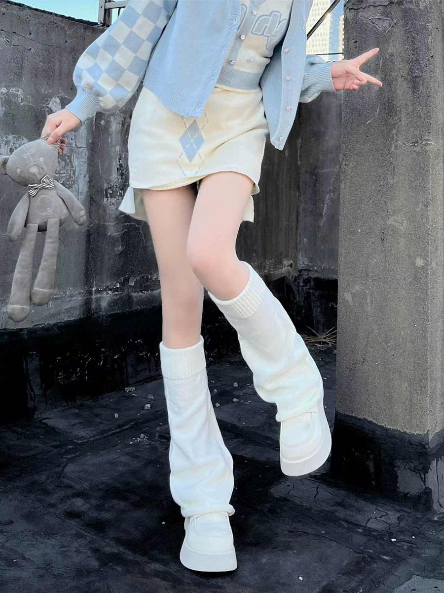 Hua Nai Cat - Winter Lolita Knit Leg Warmer Mid-Calf Socks - Image 5