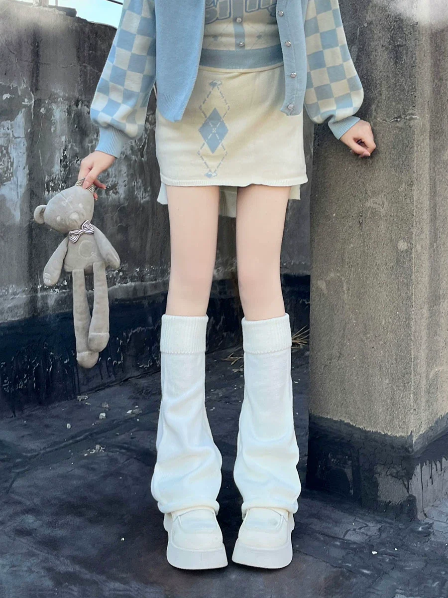 Hua Nai Cat - Winter Lolita Knit Leg Warmer Mid-Calf Socks - Image 7