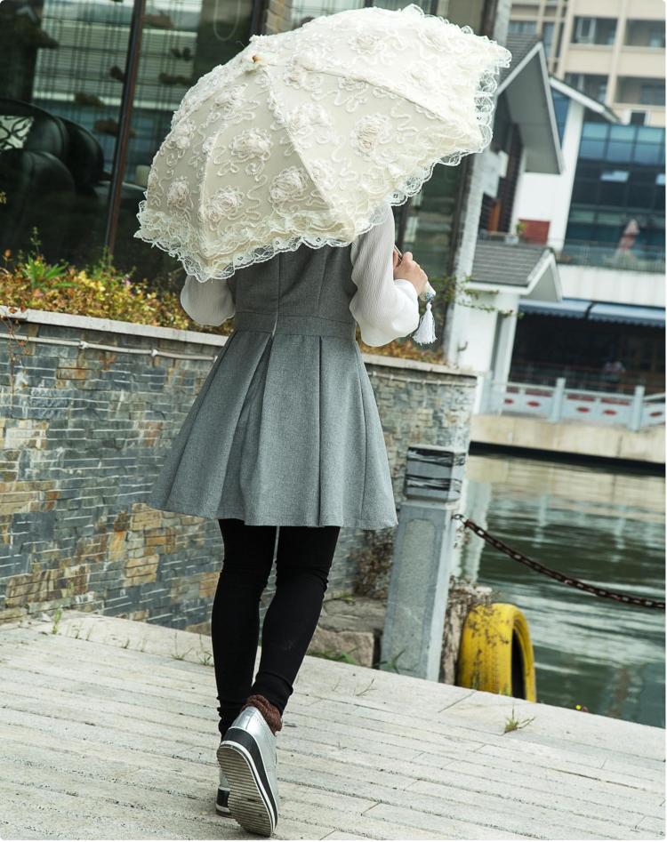 HualiBaLa - Foldable Sunscreen Lace Flounce Multicolors Lolita Parasol - Image 10