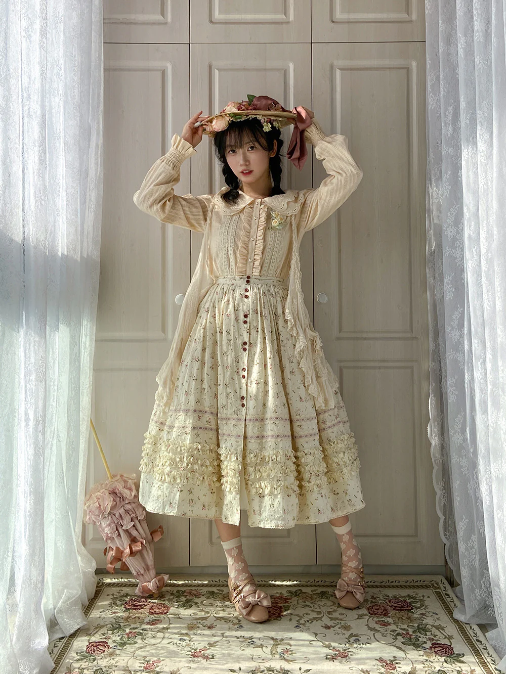 Flower and Alice - Idyllic Retro Floral Country Lolita SK - Image 22