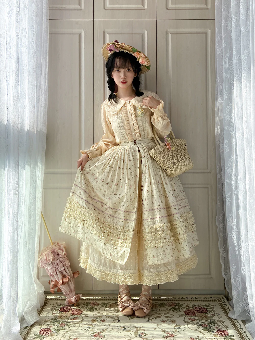Flower and Alice - Idyllic Retro Floral Country Lolita SK - Image 25