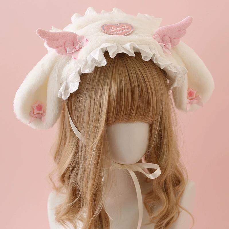 Xiaogui - Kawail Lolita Headband Plush Bunny Ears Wings Headdress
