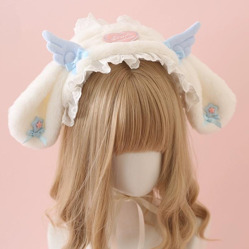 Xiaogui - Kawail Lolita Headband Plush Bunny Ears Wings Headdress - Image 4
