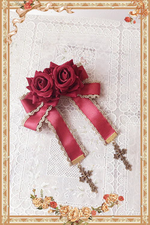 Doll House - Sweet Lolita Accessory Bow Rose Brooch - Image 4