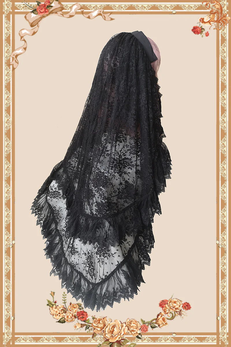 Gothic Lolita Vail Double-layer Lace Headdress - Image 4
