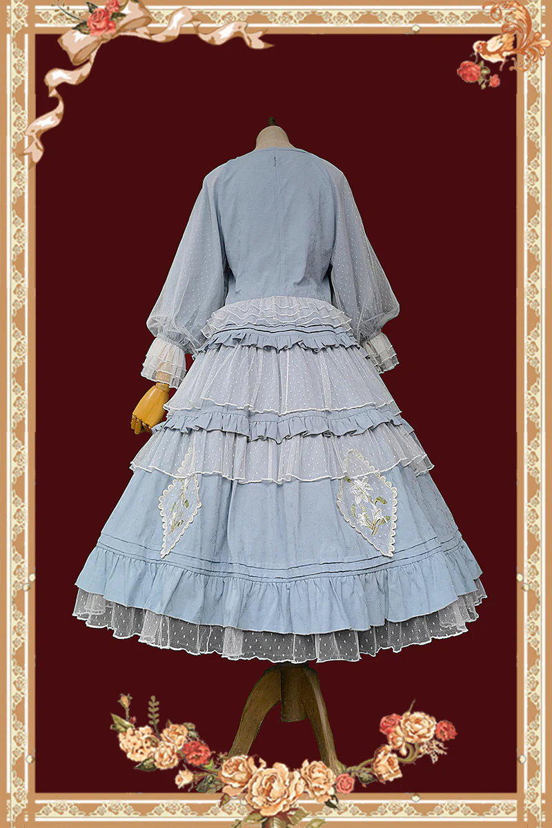 Melaleuca Lily - Embroidery Country Lolita Blouse and Skirt - Image 11