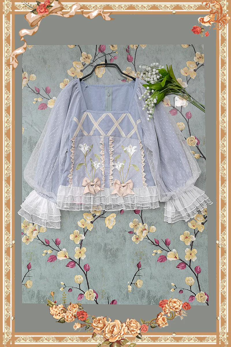 Melaleuca Lily - Embroidery Country Lolita Blouse and Skirt - Image 13