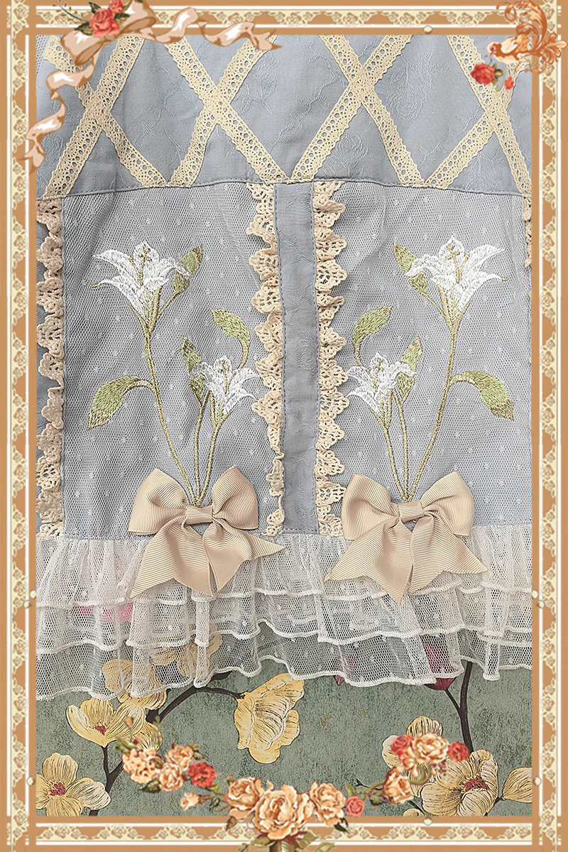 Melaleuca Lily - Embroidery Country Lolita Blouse and Skirt - Image 15