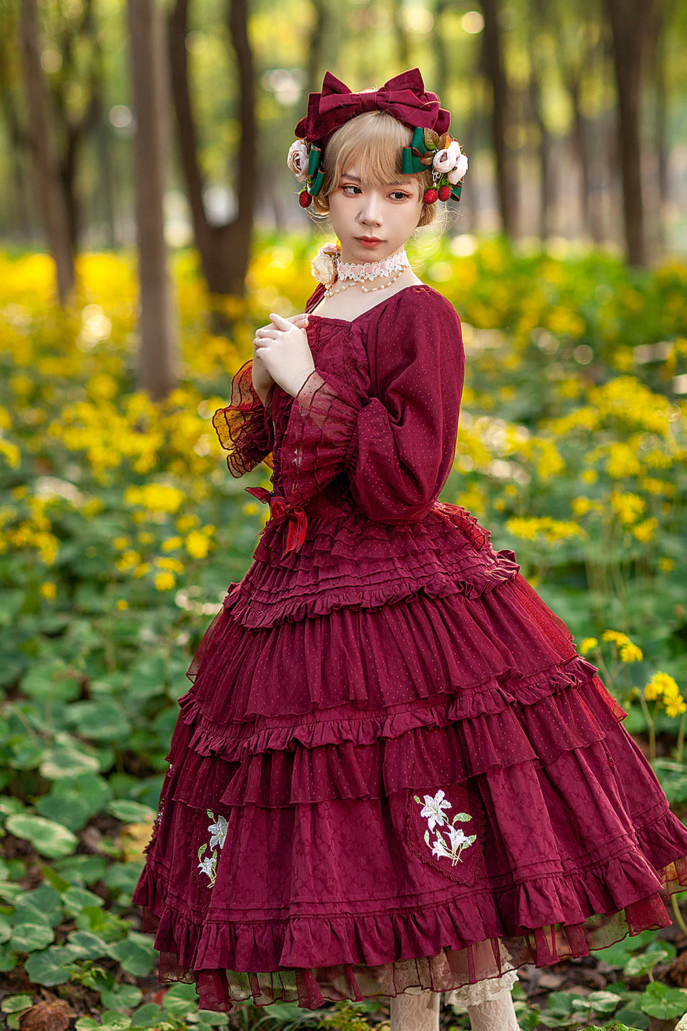 Melaleuca Lily - Embroidery Country Lolita Blouse and Skirt - Image 17