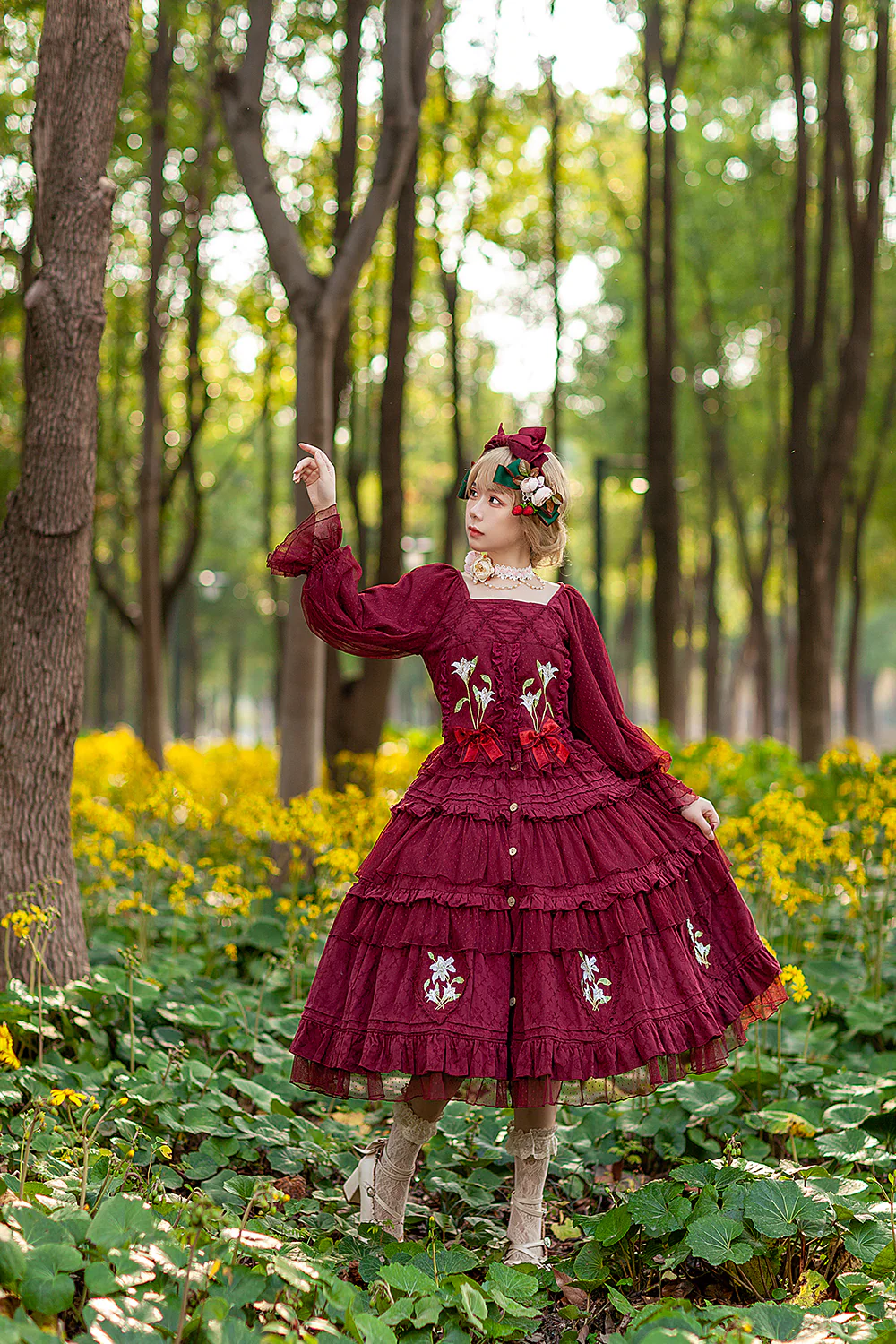Melaleuca Lily - Embroidery Country Lolita Blouse and Skirt - Image 18