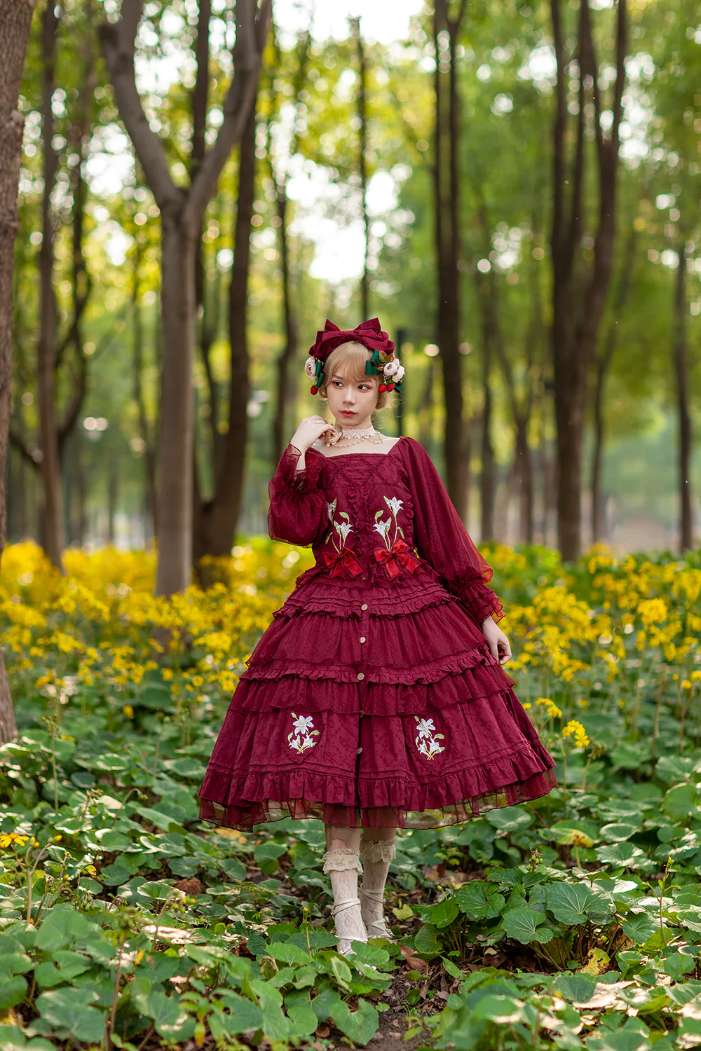 Melaleuca Lily - Embroidery Country Lolita Blouse and Skirt - Image 19