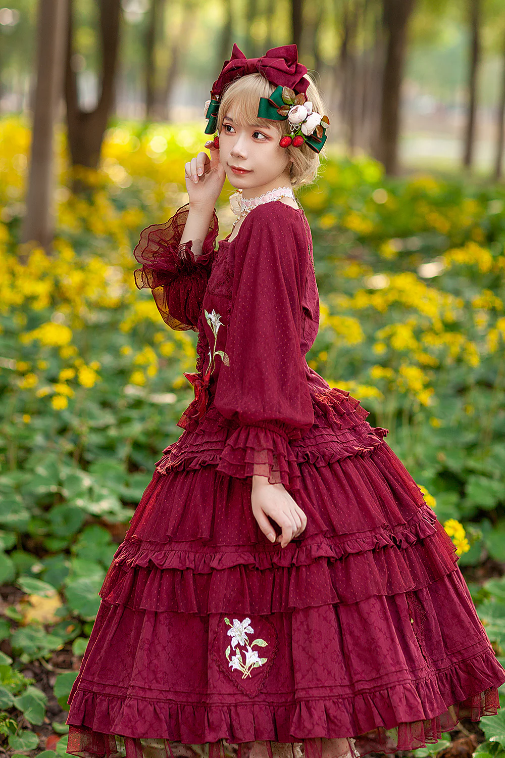 Melaleuca Lily - Embroidery Country Lolita Blouse and Skirt - Image 21