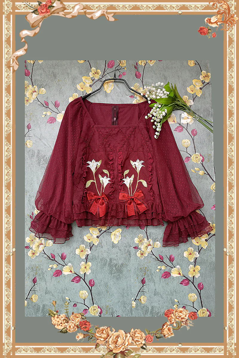 Melaleuca Lily - Embroidery Country Lolita Blouse and Skirt - Image 23