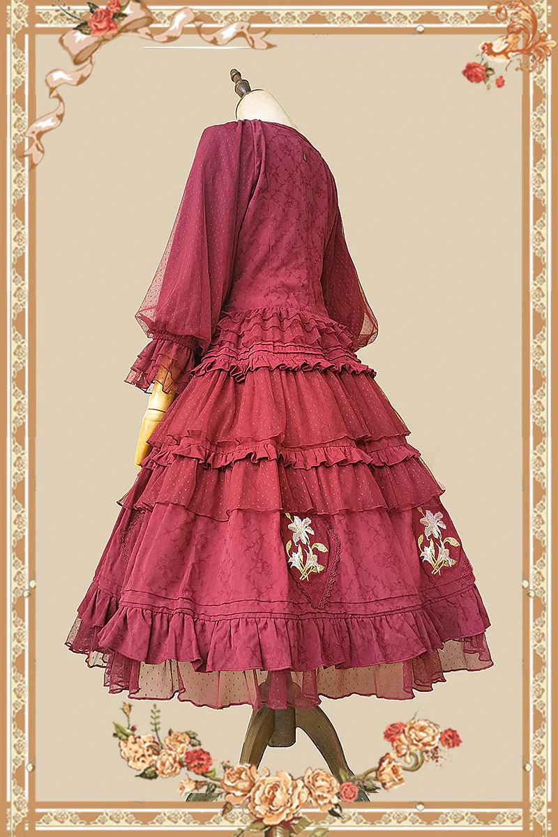 Melaleuca Lily - Embroidery Country Lolita Blouse and Skirt - Image 27