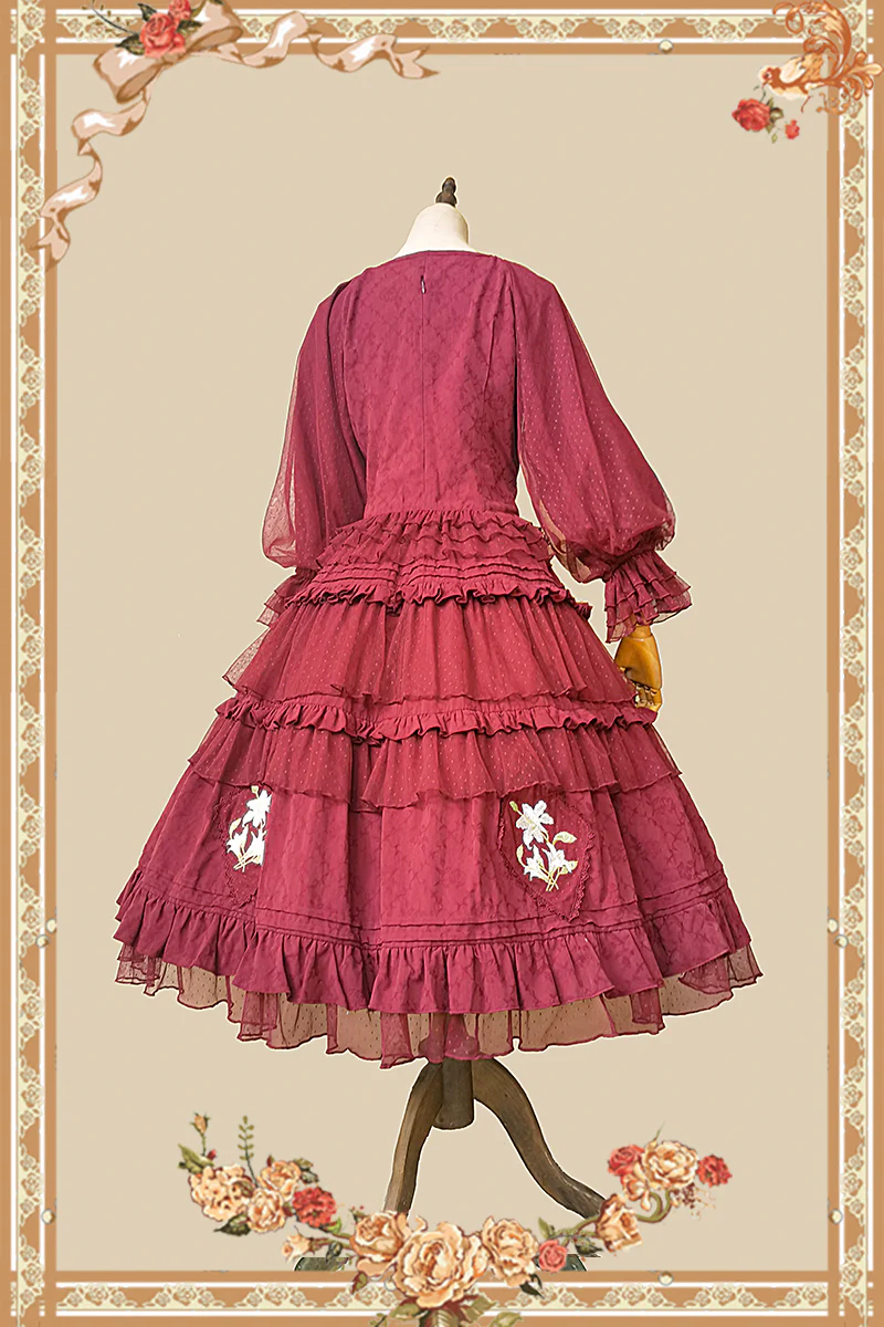 Melaleuca Lily - Embroidery Country Lolita Blouse and Skirt - Image 28