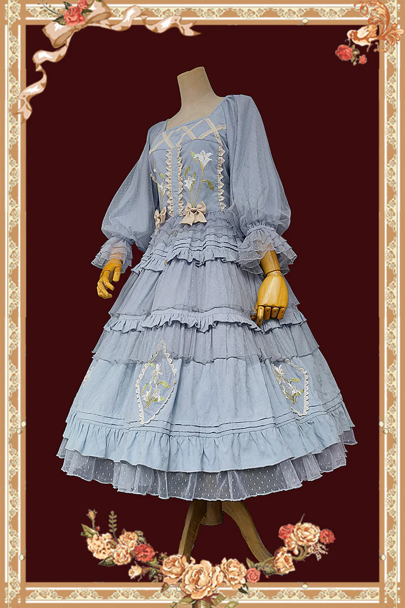 Melaleuca Lily - Embroidery Country Lolita Blouse and Skirt - Image 3