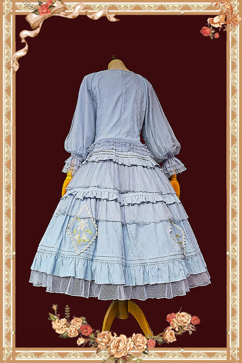 Melaleuca Lily - Embroidery Country Lolita Blouse and Skirt - Image 4