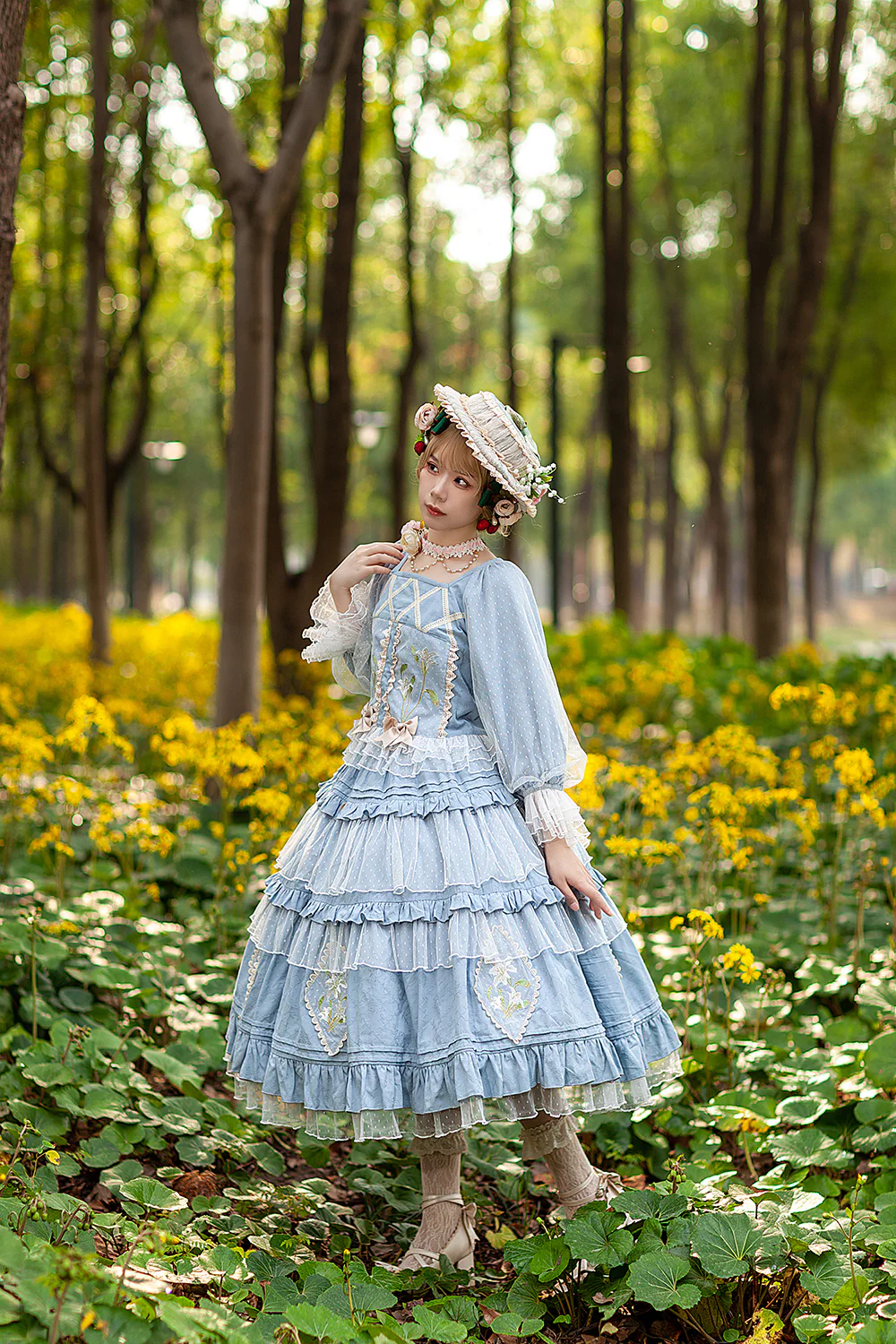 Melaleuca Lily - Embroidery Country Lolita Blouse and Skirt - Image 5