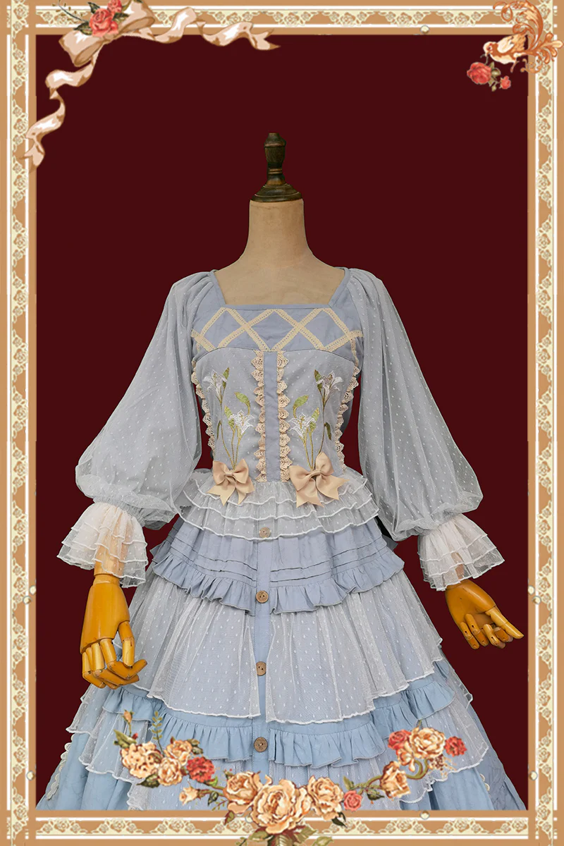 Melaleuca Lily - Embroidery Country Lolita Blouse and Skirt - Image 9
