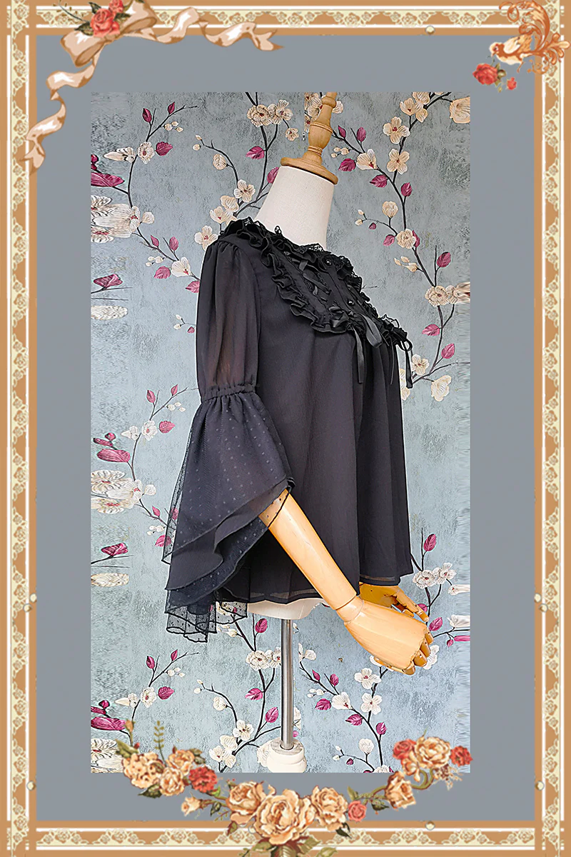 Elegant Lolita Loose Blouse Lace Multicolor - Image 12