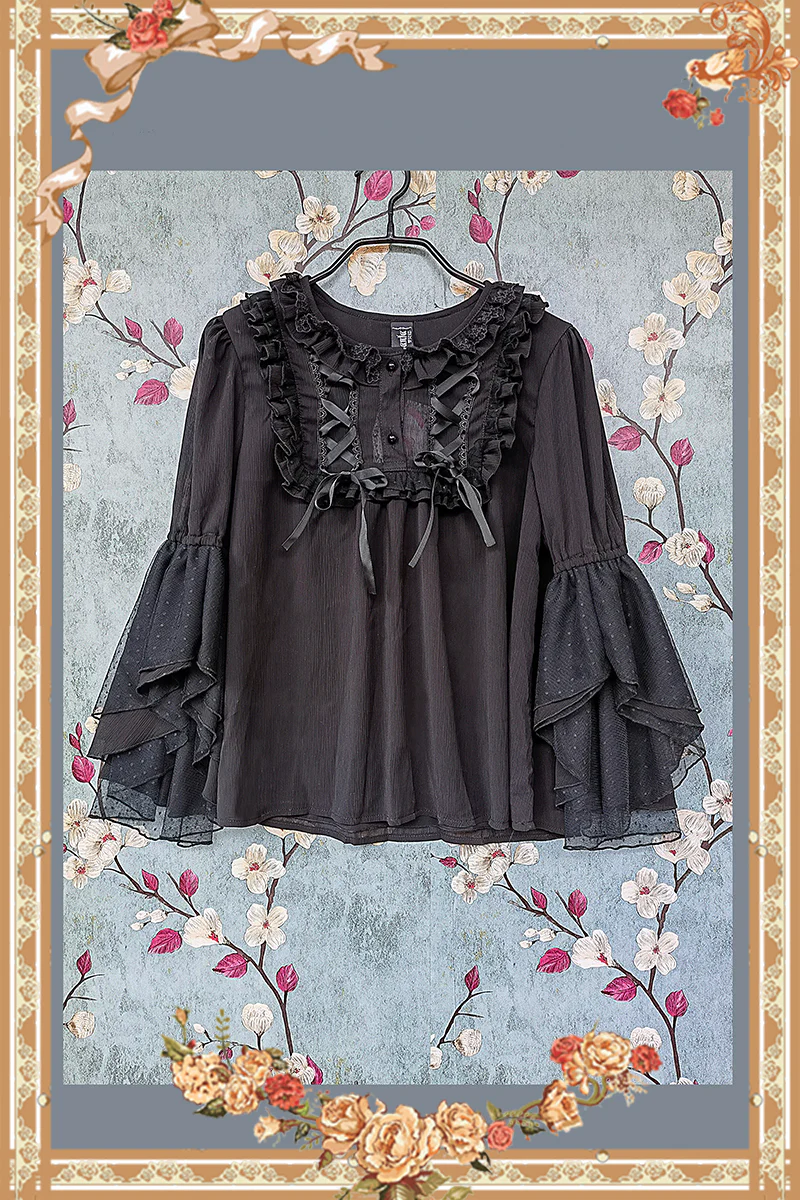 Elegant Lolita Loose Blouse Lace Multicolor - Image 3