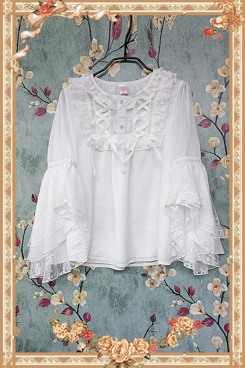 Elegant Lolita Loose Blouse Lace Multicolor - Image 6
