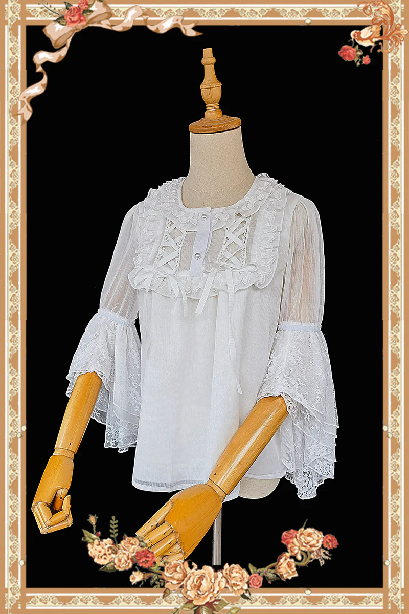 Elegant Lolita Loose Blouse Lace Multicolor - Image 7