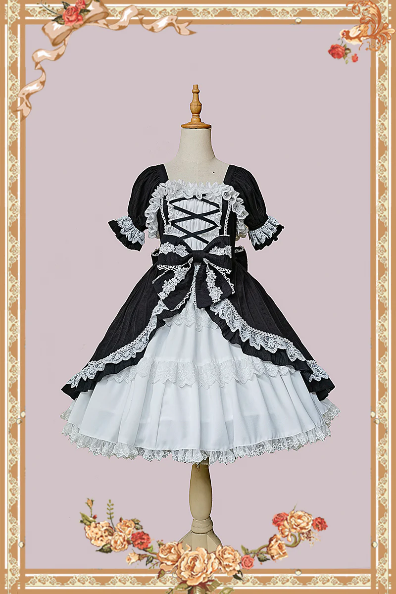 Vintage Doll Patchwork Sleeve Lolita OP - Image 3