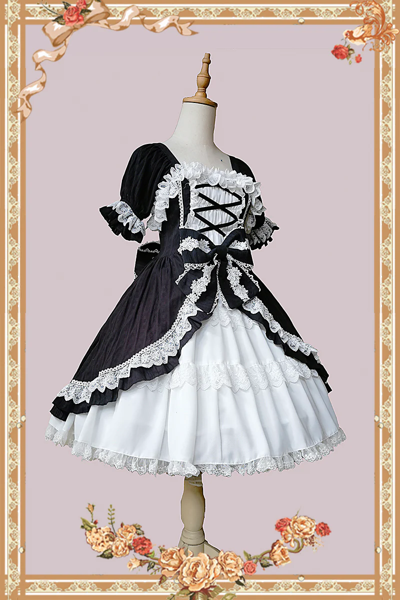 Vintage Doll Patchwork Sleeve Lolita OP - Image 4