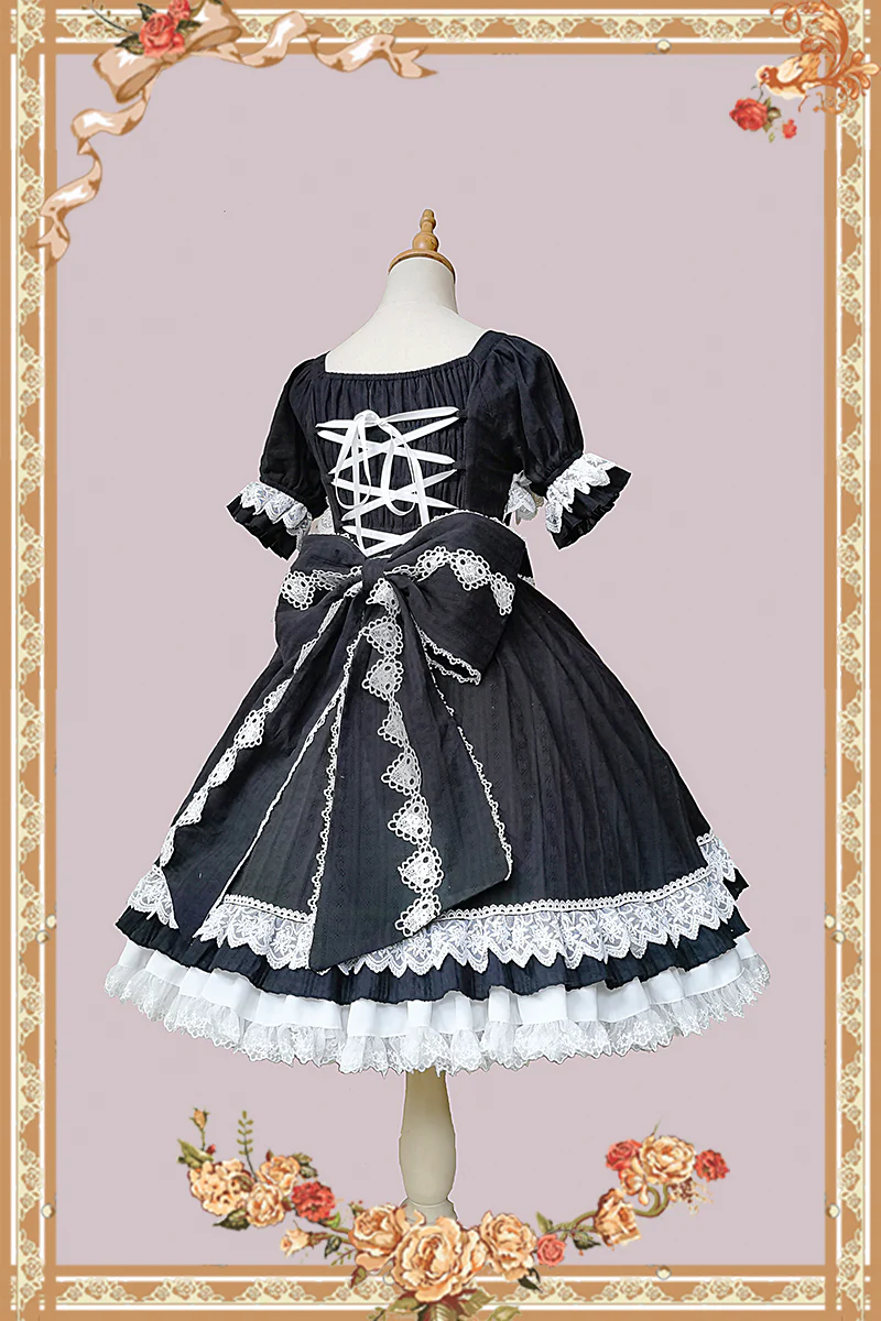 Vintage Doll Patchwork Sleeve Lolita OP - Image 5