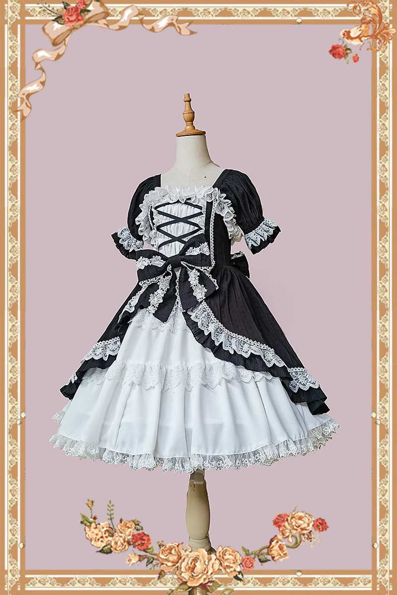 Vintage Doll Patchwork Sleeve Lolita OP - Image 6