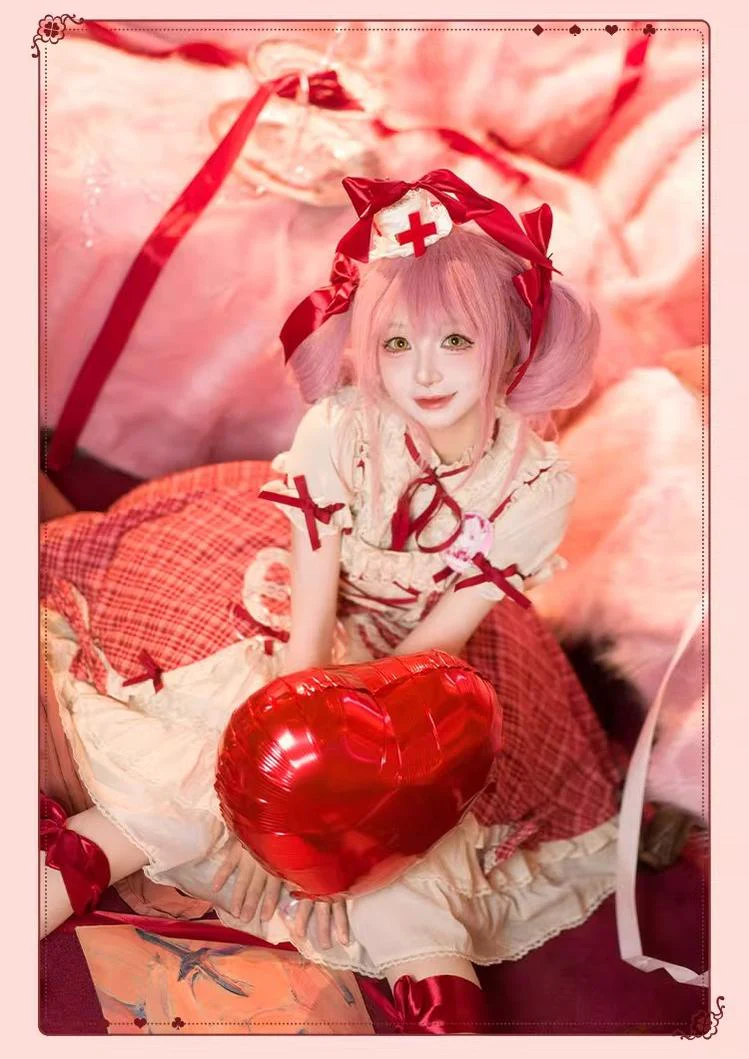 Confession Balloon - Red Plaid Cake Skirt - IP Collab Lolita Plaid JSK Dress - Image 12