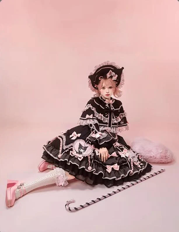 IP Collaboration Sweet Lolita JSK Dress Set,Kuromi Details - Image 6