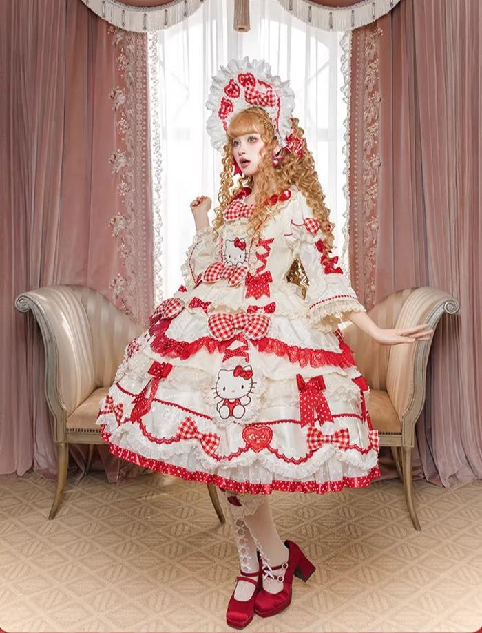 IP Collaboration Sweet Lolita OP Dress, Kitty Details - Image 11
