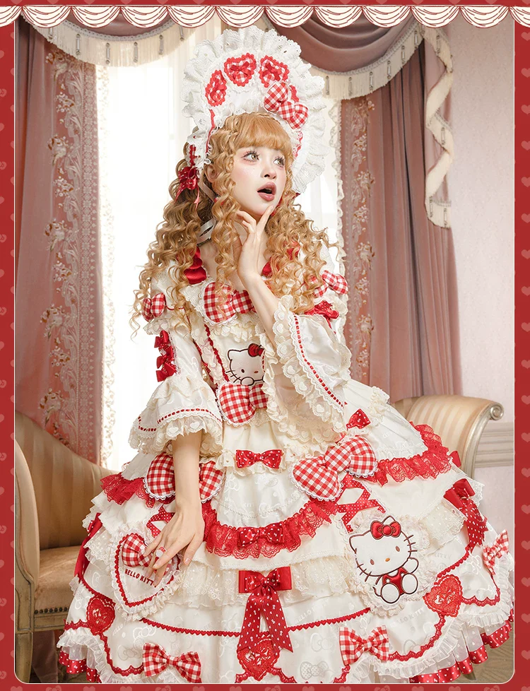 IP Collaboration Sweet Lolita OP Dress, Kitty Details - Image 12