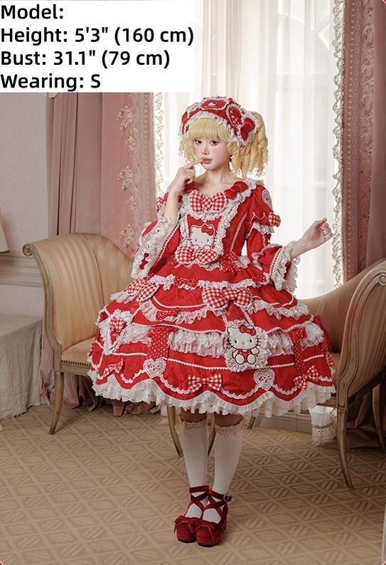 IP Collaboration Sweet Lolita OP Dress, Kitty Details - Image 13