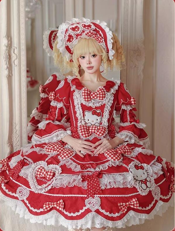 IP Collaboration Sweet Lolita OP Dress, Kitty Details - Image 16