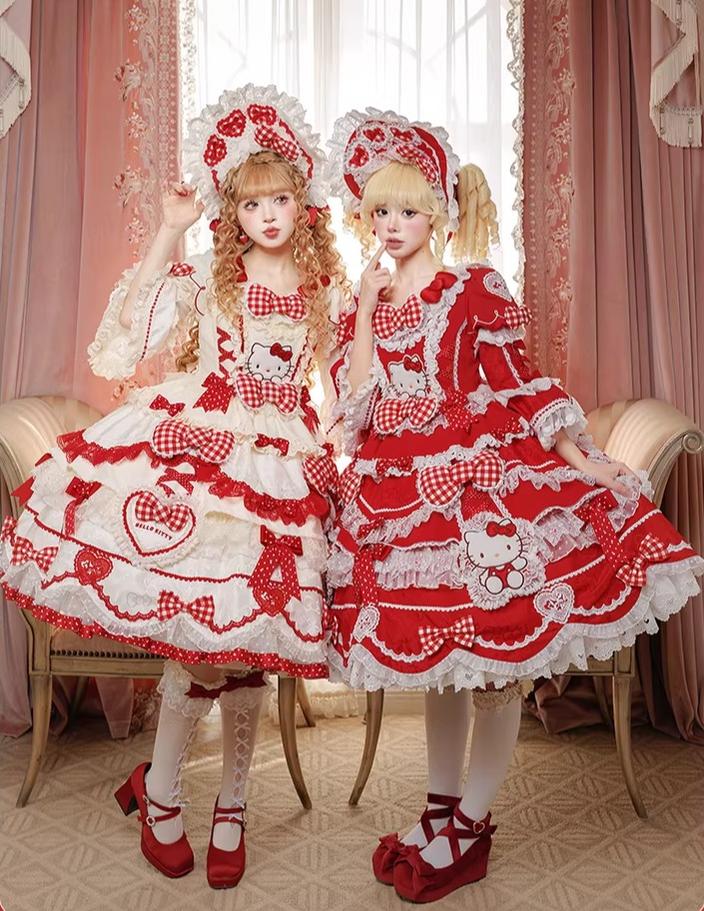 IP Collaboration Sweet Lolita OP Dress, Kitty Details - Image 3