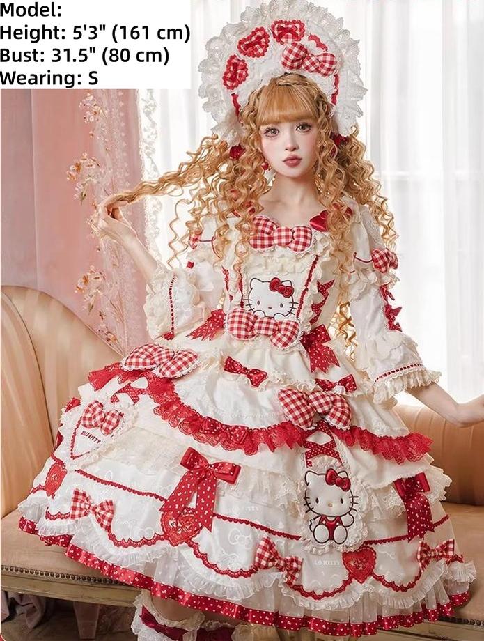 IP Collaboration Sweet Lolita OP Dress, Kitty Details - Image 7
