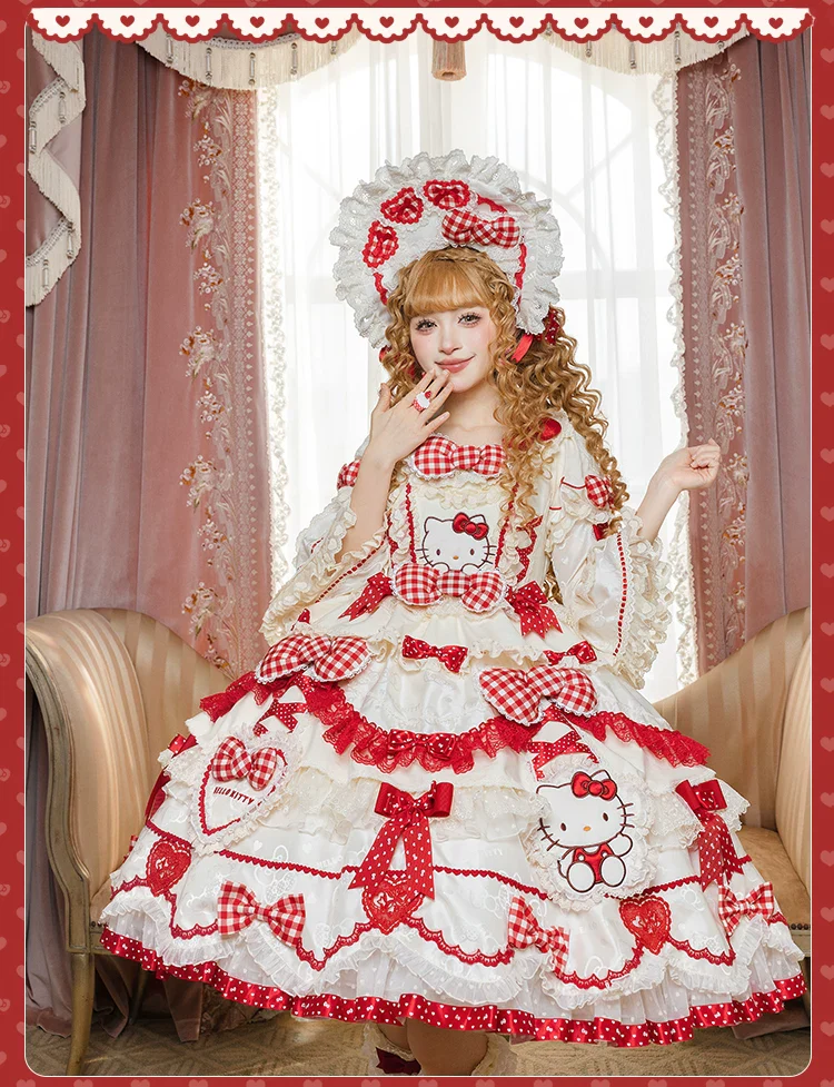IP Collaboration Sweet Lolita OP Dress, Kitty Details - Image 8