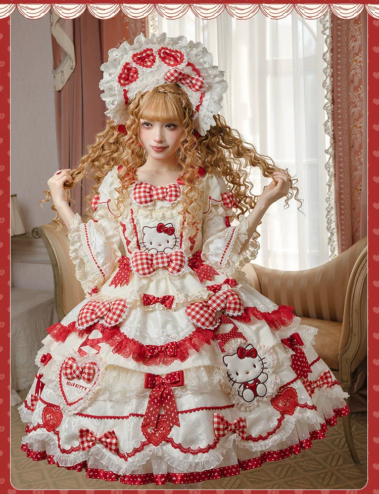 IP Collaboration Sweet Lolita OP Dress, Kitty Details - Image 9
