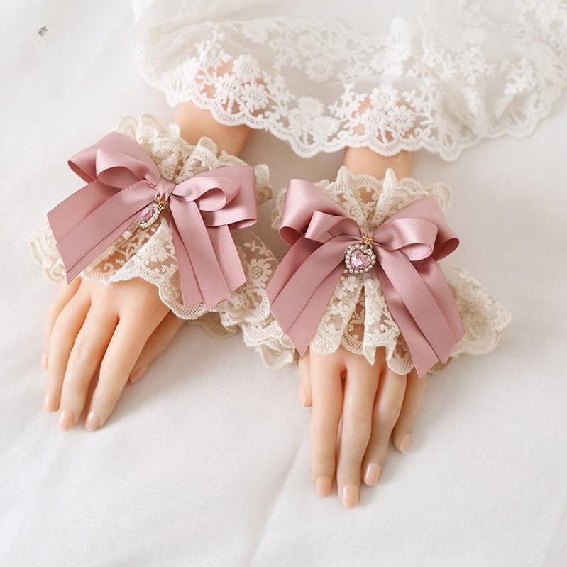 Xiaogui - Ivory & Pink Sweet Lolita Headdress Bridal Lace Headwear - Image 11